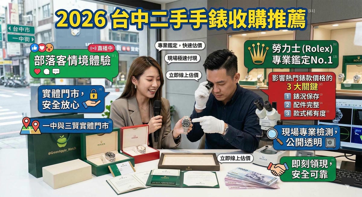 台中二手手錶收購推薦,一中街與三賢店實體門市勞力士名錶專業鑑定 (Highly recommended Taichung used watch buyback, professional Rolex valuation at Yizhong Street and Sanxian physical stores)